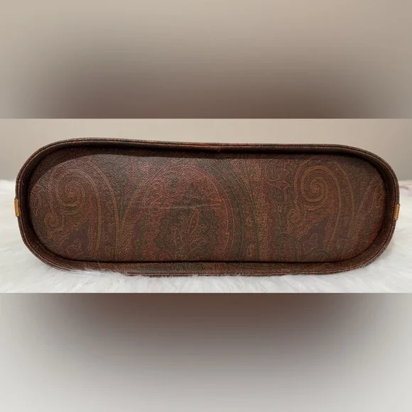 Authentic Vintage Etro Coated Canvas Satchel Handbag Burgundy Paisley VGUC - Picture 11 of 16